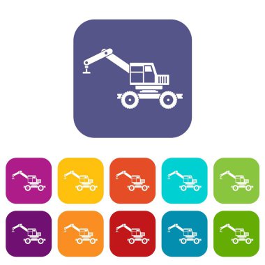 Vinç kamyon simgeleri düz ayarlamak