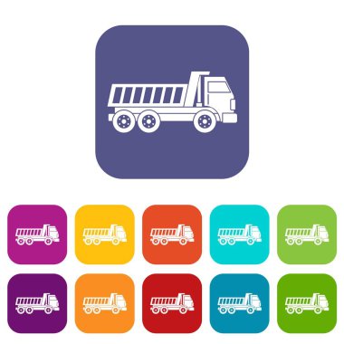 Damperli kamyon simgeleri düz ayarlamak