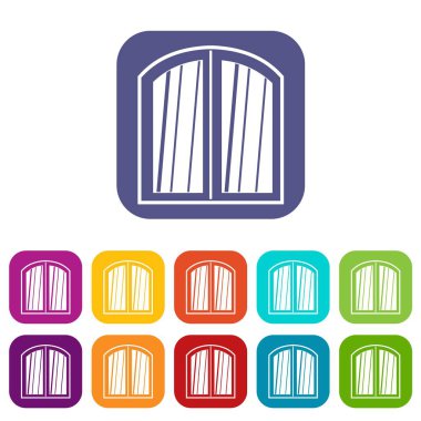 Beyaz pencere çerçeve simgeleri düz ayarlamak kemerli