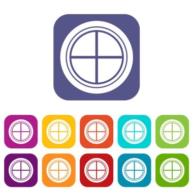 Beyaz yuvarlak pencere simgeleri düz ayarla