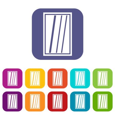 Düz beyaz dikdörtgen pencere Icons set