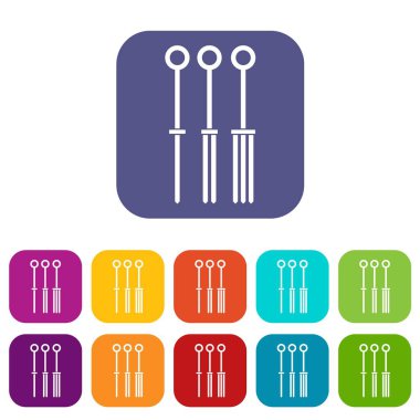 Dövme iğneleri simgeleri düz ayarlamak