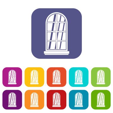 Düz beyaz pencere çerçeve Icons set