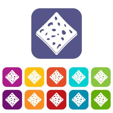 Tofu taze blok simgeleri düz ayarlamak