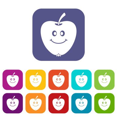 Elma simgeler gülümseyen düz ayarla