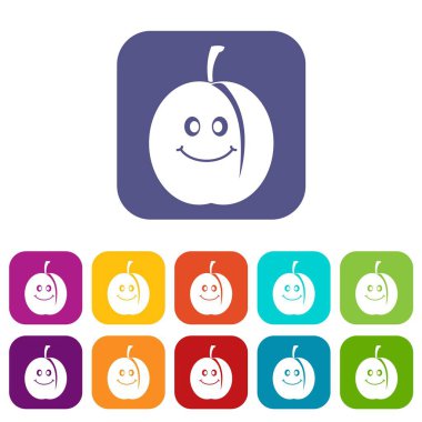 Taze gülümseyen kayısı simgeler düz ayarla