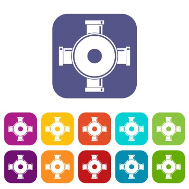Düz boru montaj Icons set