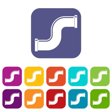 Form S harfi Icons ortak boru düz ayarla