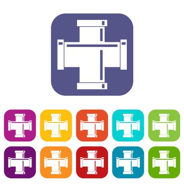 Siyah boru simgeleri uygun düz ayarla