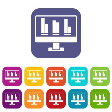 Bilgisayar ekranı simgeleri iş grafik düz ayarla