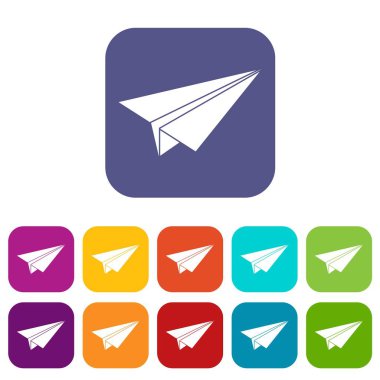Düz Kağıt Uçak Icons set