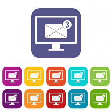 E-posta işareti simgeleri ile monitör ekran düz ayarla