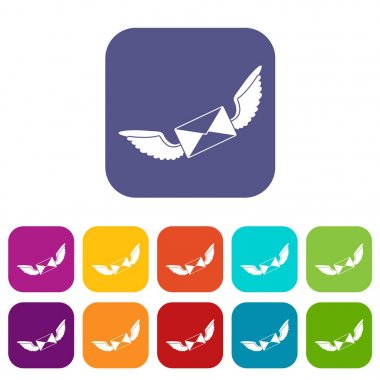 Aşk mektubu simgeleri düz ayarlamak