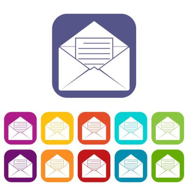 Zarf kağıt simgeler levha ile düz ayarla