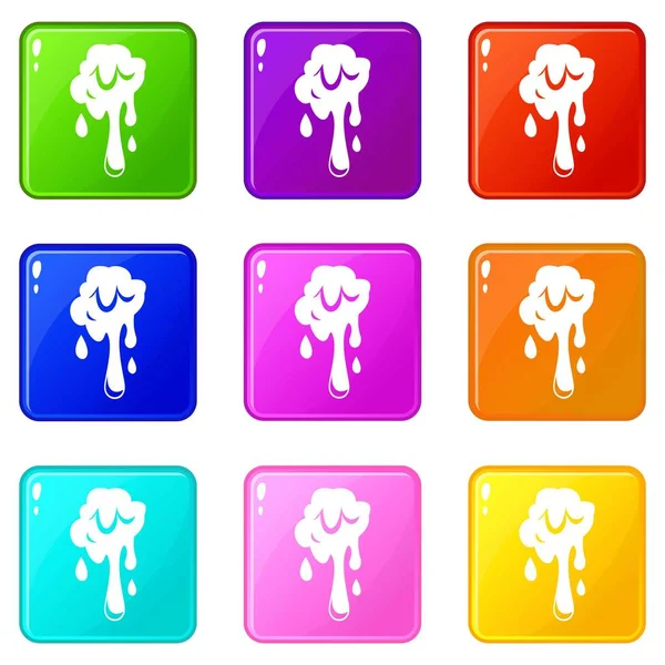 Druipende slime pictogrammen 9 set — Stockvector