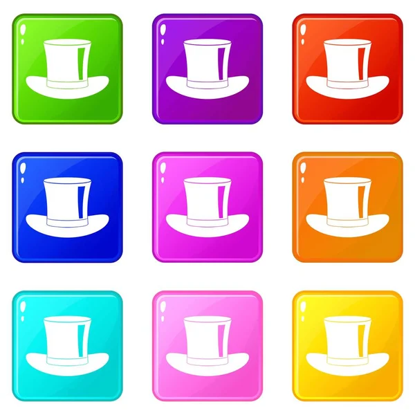 Icônes chapeau de soie 9 ensemble — Image vectorielle