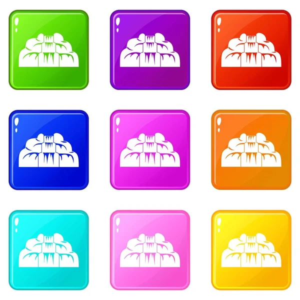 Şelale Icons 9 set — Stok Vektör