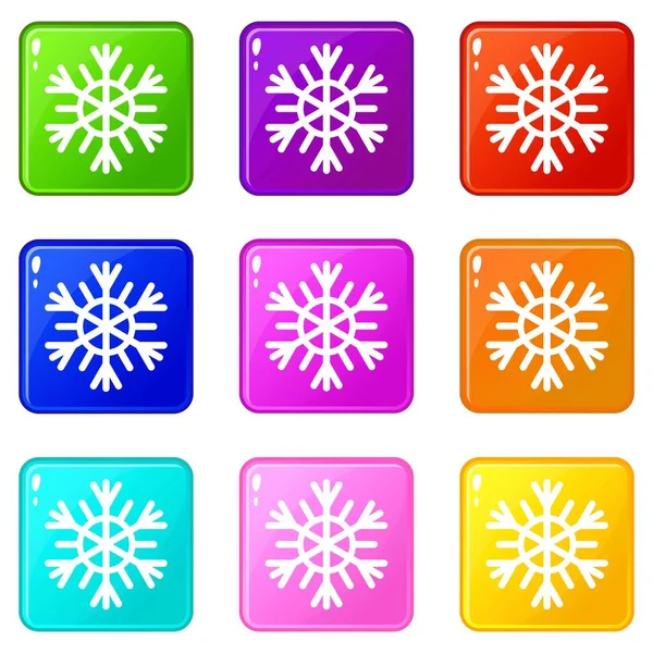 Ícones de floco de neve 9 conjunto — Vetor de Stock