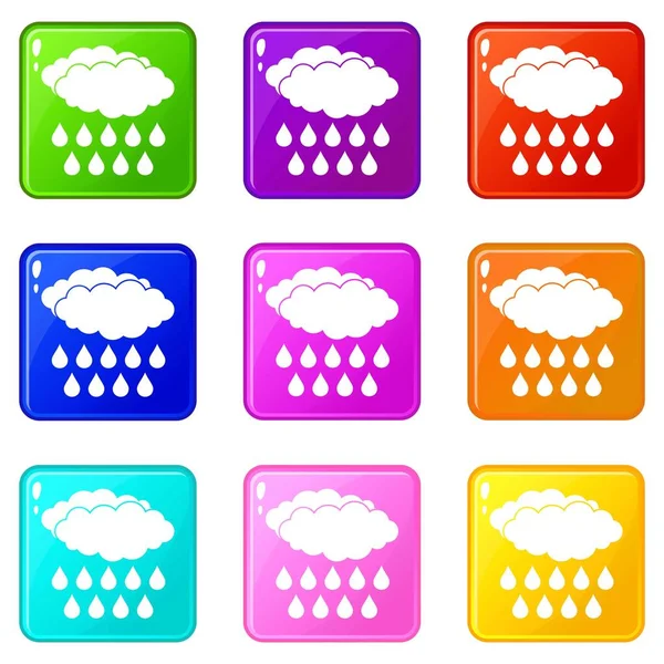 Regen Symbole 9 set — Stockvektor