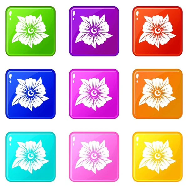 Flower icons 9 set — Stock Vector