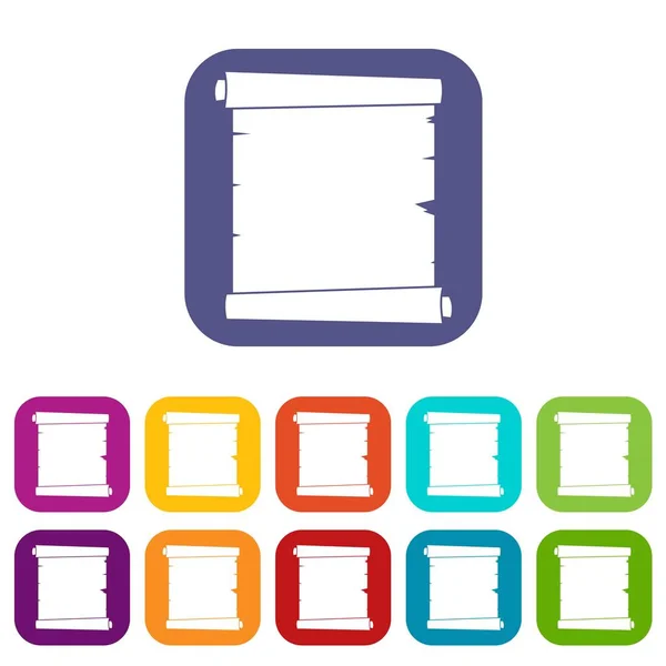 Conjunto de iconos de papel de desplazamiento retro plano — Vector de stock