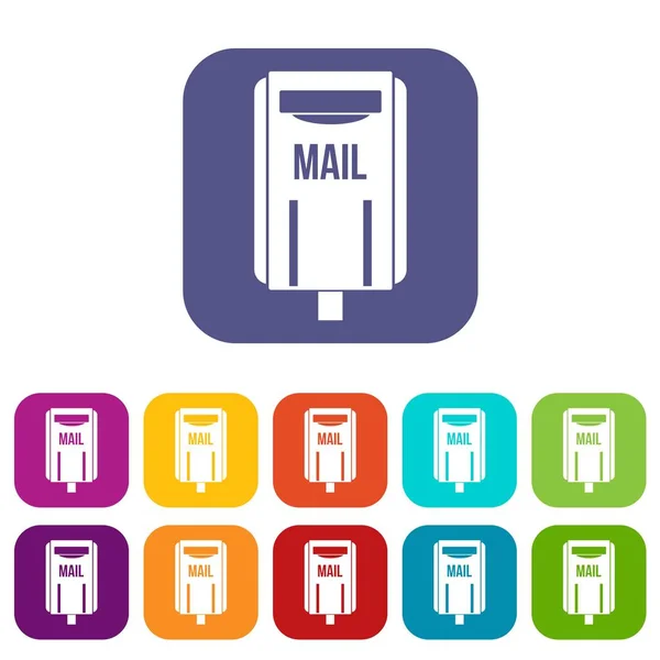 Ícones de caixa de correio conjunto plana —  Vetores de Stock