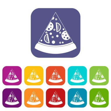 Dilim pizza simgelerin düz ayarla