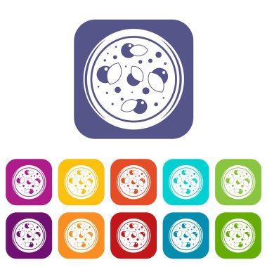 Pizza Yeşiller simgeleri ile düz ayarla