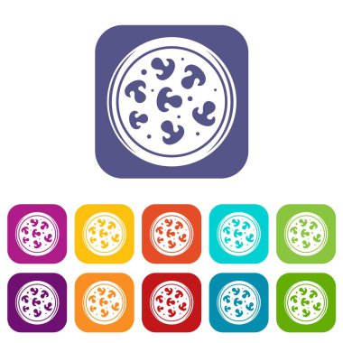 Mantarlı pizza simgeleri düz ayarlamak