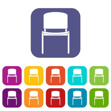 Düz siyah ofis sandalye Icons set
