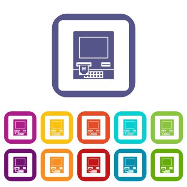 ATM banka para çekme simgeleri düz ayarlamak