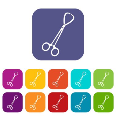 Paslanmaz çelik cerrahi pens Icons set çifti