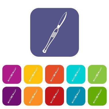 Düz paslanmaz tıbbi neşter Icons set