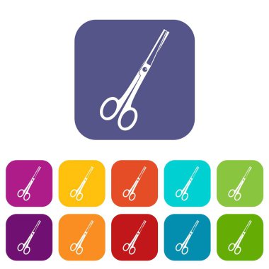 Düz çelik makas Icons set