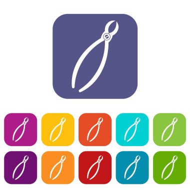 Diş çıkarma aracı Icons düz set