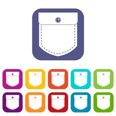 Düz siyah kot cep Icons set