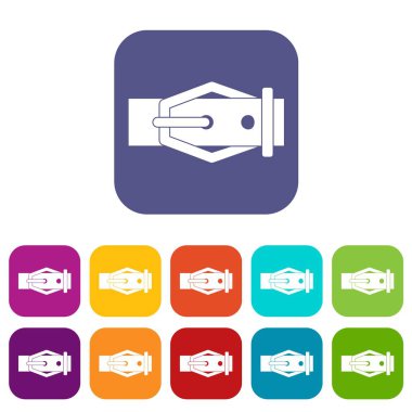 Düz deri kemer Icons set