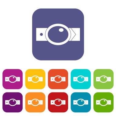 Oval şekilli ile kemer tokası düz ayarlamak simgeleri