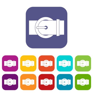 Daire kemer tokası düz ayarlamak simgeleri