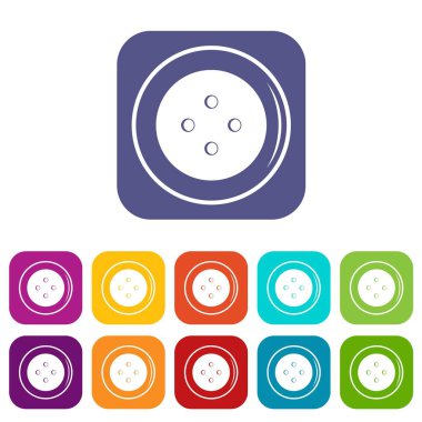 Düğme giyim simgeler düz ayarlamak için