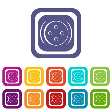 Kare düğme simgeleri giyim düz ayarla