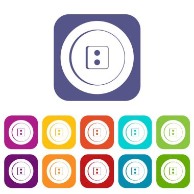 Elbise yuvarlak düz ayarla düğme simgeleri