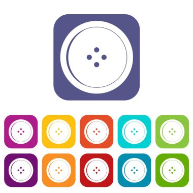 Yuvarlak dikiş düğme simgeleri düz ayarla