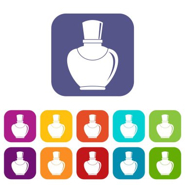 Cam şişe parfüm simgeleri ile düz ayarla