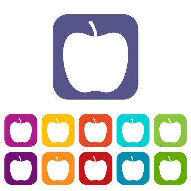 Düz parlak elma Icons set