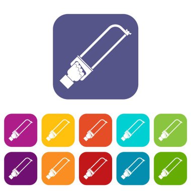 Spatula aracı Icons düz set tutan el