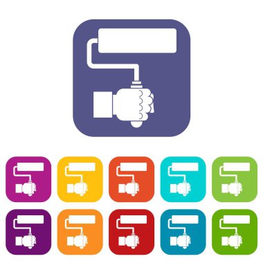 El hoding boya silindiri simgeleri düz ayarlamak