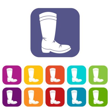 Kovboy çizme simgeleri düz ayarlamak