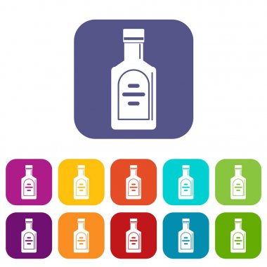 Şişe viski simgelerin düz ayarla