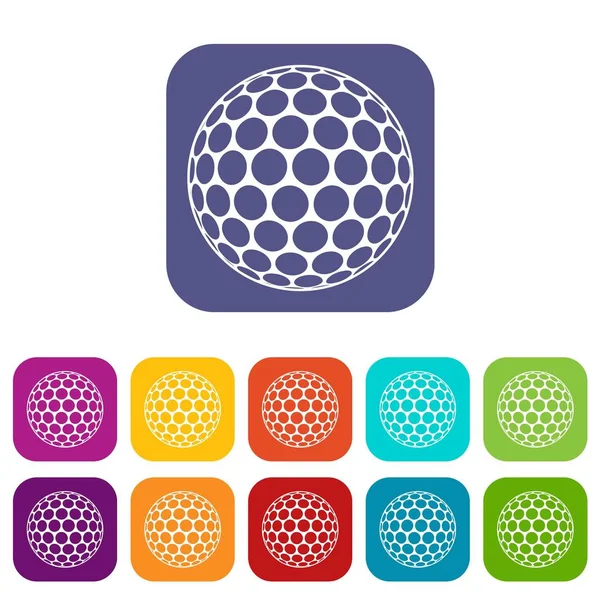 Conjunto de iconos de pelota de golf plana — Vector de stock